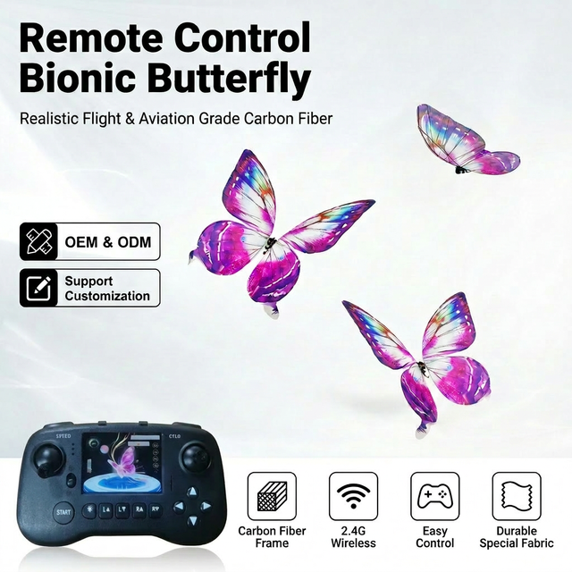 Bionic Butterfly Flying Device Carbon Fiber Nylon New Flapping Wing Handmade Wings Gravity Sensing Remote