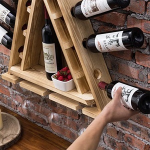 Bar & rượu mộc mạc gỗ treo tường nổi kệ cho chai rượu vang và kính chủ bằng gỗ Giá rượu cho tường - Product Image 5