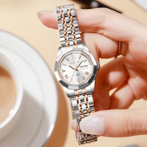 Montre-bracelet de luxe pour femme Drioshipping en or rose 2618, montre à quartz tendance Relogio Feminino avec bracelet en acier inoxydable et boîtier en alliage - Product Image 2