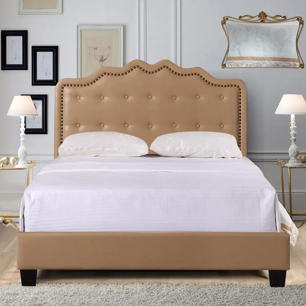 Роскошный итальянский комплект для спальни, Современный дизайнерский комплект мебели большого размера для двуспальной кровати из кожи