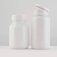Bocaux de rangement ronds blancs personnalisables anti-fuite de 150 ml à large ouverture pour capsules, emballages de vitamines, flacons à pilules en plastique