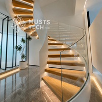 Escalier Courbé Sur Mesure Haut de Gamme pour Villa Designer – Production OEM/ODM