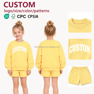 Conjunto de Dos Piezas para Niñas, Sudadera de Manga Larga y Pantalones Cortos con Cintura Elástica, Ropa Deportiva Informal para Niños, Diseño Personalizado - Product Image 1