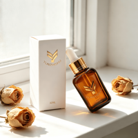 Benutzerdefiniertes Logo Goldprägung 30ml Bernsteinfarbene Quadratische Tropfflasche aus Glas Ätherisches Öl Serum Kosmetikverpackung mit Angepasster Box