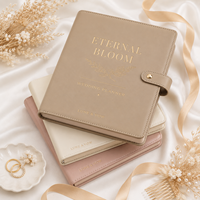 LABON Organiseur de mariage personnalisé Eternal Bloom en cuir végétalien, classeur doré, cadeau de luxe pour mariée, papeterie en gros, carnet