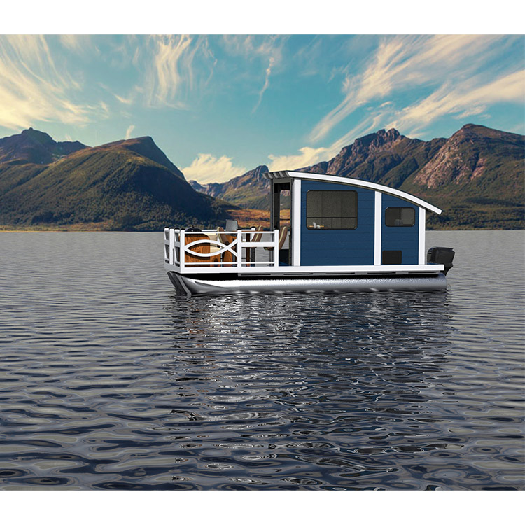 Плавающий каркасный домик, рыболовная лодка, каркасный плавающий домик на воде