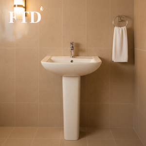 Lavabo Cuadrado Moderno de Cerámica con Columna, Lavamanos con Pedestal para Baño de Hotel y Hospital, para <span class=keywords><strong>Lavandería</strong></span> - Product Image 4