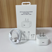 Adaptateur secteur 40W dynamique 60W max, câble tressé USB-C vers USB-C 60W, chargeur USB-C PD 40W pour iPhone, adaptateur USB-C UE US UK