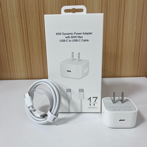 อะแดปเตอร์แปลงไฟ 40W ไดนามิก 60W สูงสุด สายถัก USB-C to USB-C 60W ชุดชาร์จ 40W PD Type C สำหรับ iPhone อะแดปเตอร์ USB-C สำหรับ EU US UK - Product Image 1