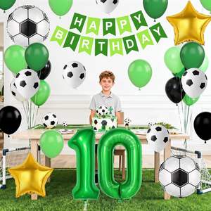 Ensemble de décorations pour fête d'<span class=keywords><strong>anniversaire</strong></span> sur le thème du football, décoration pour 10e <span class=keywords><strong>anniversaire</strong></span> pour garçons avec bannière joyeux <span class=keywords><strong>anniversaire</strong></span>, ballon numéro 10 - Product Image 4