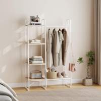 Porte-manteau sur pied moderne multifonctionnel robuste en acier au carbone, à un seul niveau, avec rangement pour serviettes, pour l'organisation du salon