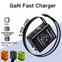 Chargeur rapide GaN en gros avec câbles rétractables doubles et interface Type C, adaptateur de voyage pliable pour iPhones