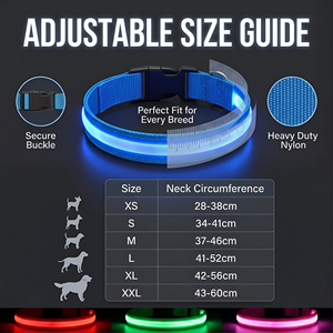 Collare Luminoso al Buio Impermeabile a LED per Cani e Gatti di Lusso Stile Western Regolabile in Poliestere con Strisce Riflettenti per la Sicurezza Notturna - Product Image 4