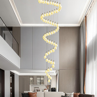Lustre suspendu long à LED multi-têtes en céramique, design bourgeon, pour escalier en colimaçon à haut plafond