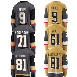 Camisetas de Hockey 2025 # 9 Eichel # 71 Karlsson # Camisas de Hombre 81 Marchessault Doradas con Costuras Negras - Product Image 1