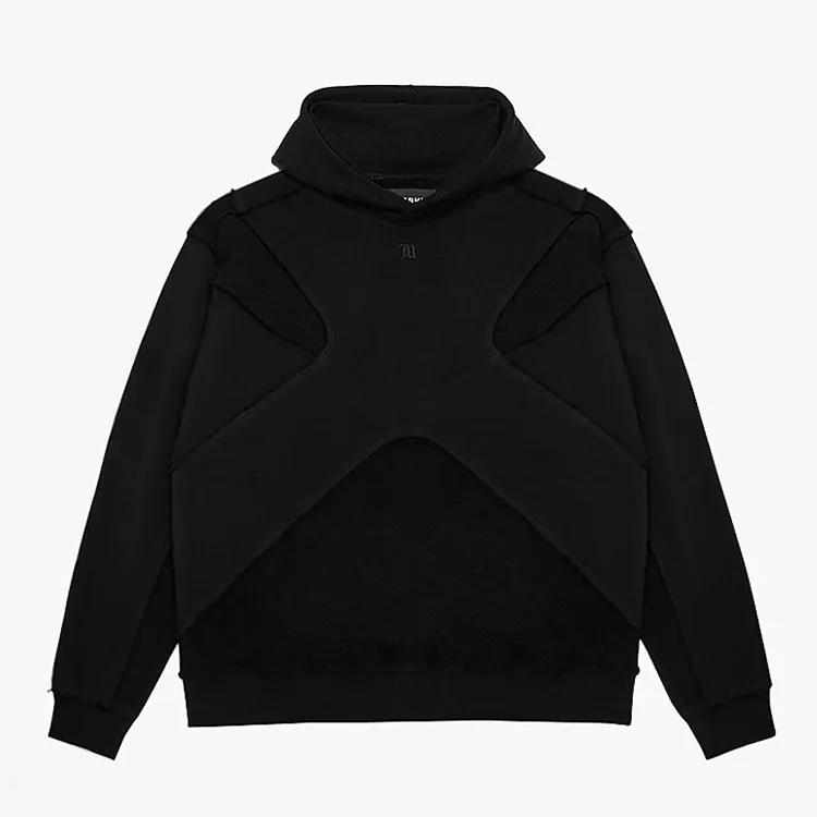 DiZNEW Custom Unisex Sweatshirts Pullover Cotton Baggy Hoodies Patchwork Patch Embroidery streetwear hip hop men hoodie