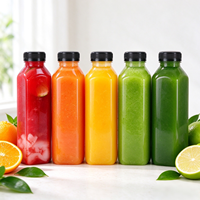 Bouteille de jus carrée en plastique PET, 8oz, 12oz, 16oz, bouteilles de jus froides françaises avec bouchon à vis inviolable