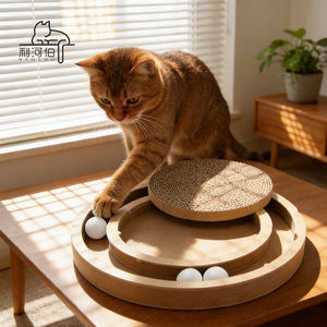 Tiragraffi per Gatti in Cartone e Sisal Naturale Moderno, Giocattolo Interattivo con Pallina, Accessorio per Proprietari di Gatti - Product Image 2