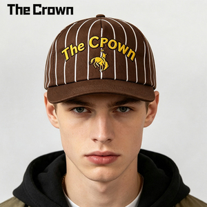 Gorra de Béisbol Personalizada al por Mayor de Alta Calidad con Rayas, 5 Paneles, Visera Plana, Ajustable, Logotipo Bordado, Unisex, Estilo Vintage - Product Image 1