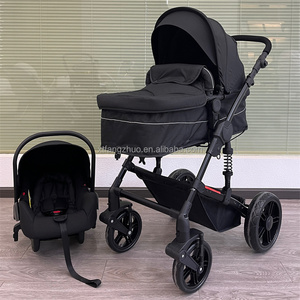 New Model Cotton 300D Linen Girls <b>Toddler</b> 3-in-1 Two Way Push Reversible Pram with Rain Cover Foldable - Product Image 2