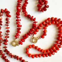 Collar de Cuentas de Piedra Natural Roja Vintage de Alta Calidad para Mujer, Hecho a Mano, Joyería de Otoño Invierno, Regalos de Navidad