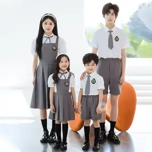 Спортивные шорты или юбки из двух предметов с коротким рукавом, хлопковая летняя школьная форма для родителей и детей