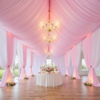Rideaux de plafond personnalisés de couleur rose 5*20 pieds pour mariages et fêtes, long rideau de plafond pour tente ou auvent