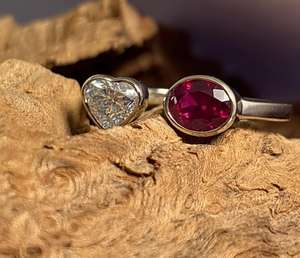 Anillo de oro blanco de 14 quilates certificado Toi-et-Moi con piedras preciosas naturales/cultivadas en laboratorio y diamantes - Product Image 2