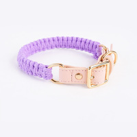 Collier de chien en corde personnalisé fait à la main en cuir de luxe recyclé personnalisé avec collier en coton doux pour animaux de compagnie accessoires réglables