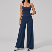 Ensemble de yoga d'été personnalisé pour femme avec logo – Débardeur amincissant et pantalon large à séchage rapide, 2 pièces pour la course, la gym et le Pilates