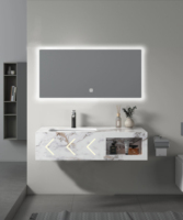 Rehaussez l'élégance de votre salle de bain avec cette vasque en marbre moderne murale, lavabo en céramique, miroir intelligent LED : l'élégance rencontre la fonctionnalité