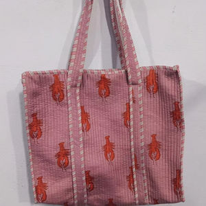 Multicolour Quilted Cotton <b>Tote</b> <b>Bag</b> <b>with</b> Shoulder Straps Fashionable Hand and Shipping Travel <b>Tote</b> <b>Bag</b> <b>with</b> <b>Pocket</b> - Product Image 1