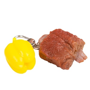 Portachiavi in PVC a forma di cibo simulato: frutta, verdura, carne. Combinazione fai-da-te, ciondolo per zaino studentesco, giocattolo alimentare in miniatura. - Product Image 5