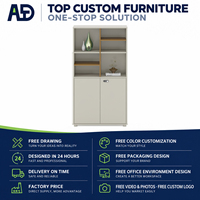 Armoire de bureau minimaliste haute, étagères ouvertes + placard de rangement verrouillable