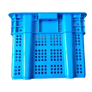 Caisses en plastique de style maillage pour fruits et légumes, dimensions supérieures 595x395mm, capacité 50kg, bleu, film PE de 1,5mm d'épaisseur, hauteur 310mm, WLL - Product Image 4