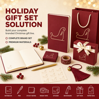 Carnet personnalisé de Noël, rouge vin, ligné, A5, couverture souple, 80 feuilles, cadeau d'entreprise