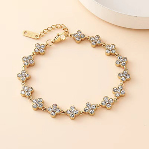 도매 패션 액세서리, 고급 스테인리스 스틸 화려한 네잎 클로버 참 브레이슬릿, 휴일 파티 행운의 선물 - Product Image 2