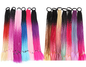 FX-HA81 capelli sintetici in fibra ad alta temperatura con coda di cavallo dritta a tre fili per bambini hanno migliorato la visibilità trecce sporche - Product Image 6