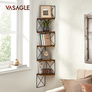 Étagère d'angle à 5 niveaux montage mural <span class=keywords><strong>Zig</strong></span> <span class=keywords><strong>Zag</strong></span> étagère de rangement étagères flottantes en bois rustique étagères murales pour le stockage à la maison - Product Image 2