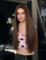 Perruque Lace Front 13*4 en Cheveux Humains Lisses, Semi-Préfabriquée, Sans Colle, Pré-Pluckée, Ligne de Cheveux Naturelle, Qualité Supérieure