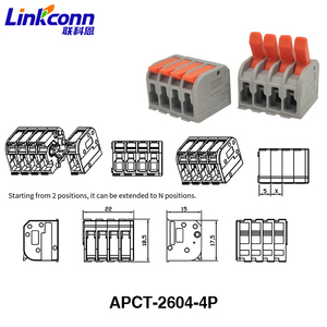 ขั้วต่อสายไฟ Linkconn APCT-2604-4P แบบ 4 ตำแหน่ง เชื่อมต่อสายไฟแบบง่ายดาย ไม่ต้องใช้แรงกด  ขั้วต่อสายไฟแบบเร็ว - Product Image 1