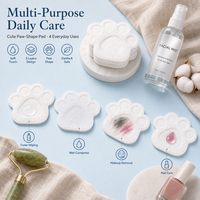 Tampons démaquillants doux à trois couches en forme de patte de chat - Matériel en coton mignon et élégant, personnalisable avec logo exclusif