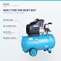 Compresseur d'air 50L 2,5HP à entraînement direct portable avec roues pour le gonflage des pneus de garage et l'utilisation en atelier de réparation automobile
