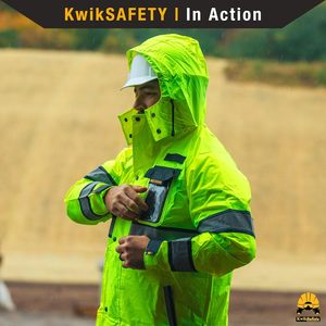Giacca Antipioggia e Trench da Lavoro KwikSafety per Ragazzi, Alta Visibilità ANSI OSHA Classe 3 - Product Image 2