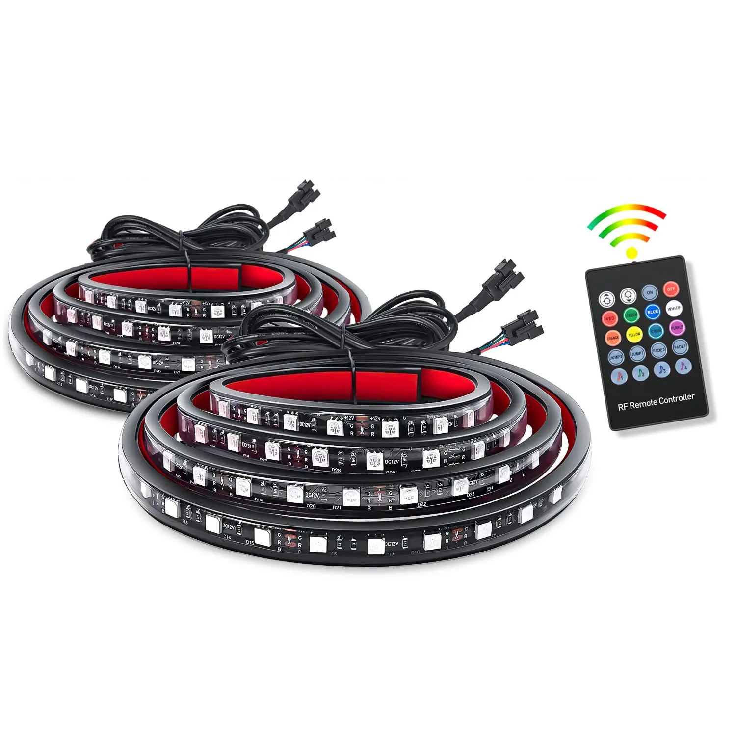 60Inch RGB Truck Bed Light Strip Kit 180 LED RF Remote Control LED Light Strip for Cargo Pickup Truck SUV RV Boat