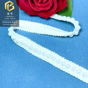 Bande de dentelle tissée en <span class=keywords><strong>perles</strong></span> blanches de 1,5 cm, ruban perlé pour costume ethnique Dai, accessoires de vêtements faits main DIY, vente en gros - Product Image 4