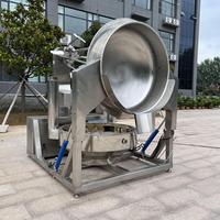 Marmite de cuisson à agitation planétaire en acier inoxydable Qiangda 400L avec bras de levage hydraulique et déchargement automatique, à chemise vapeur