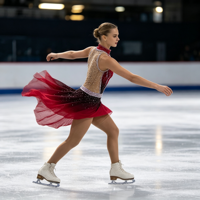 Robe de patinage artistique sans manches à col halter, dégradé rouge et noir, avec strass et maille, pour compétition et performance (adultes et enfants)
