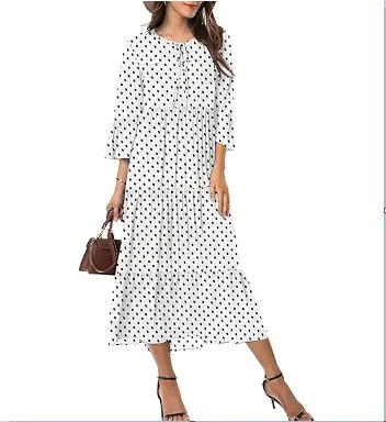 인기있는 플러스 사이즈 원피스 긴 캐주얼 드레스 느슨한 여성 맥시 드레스 도매 의류