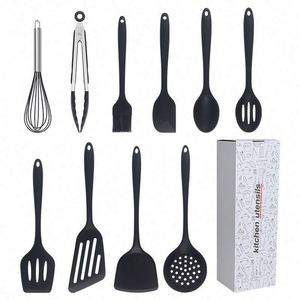 BPA Free Heat-Resistant <b>Silicone</b> Turner Spatula Spoon Cooking <b>Tools</b> 10PCS Food <b>Silicone</b> Kitchen Utensils Cooking Spatula Sets - Product Image 1